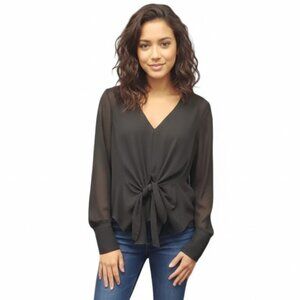Black Women's Blouse with Front Knot